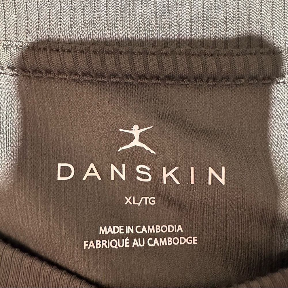 DANSKIN Olive Ribbed Shimmer Thumbhole Long Sleeve Athleisure Top XL - Picture 4 of 6
